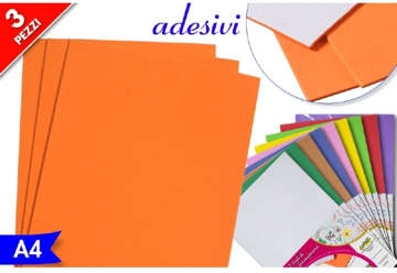 Immagine di Busta 3pz Foglio adesivo gommato A4 colori assortiti