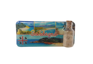 Immagine di Magnete rettangolare Sardegna con bottiglietta, sabbia e conchiglie