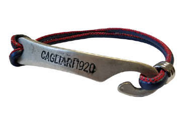 Immagine di Bracciale in pelle r/b con piastra e scritta Cagliari 1920