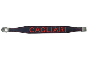 Immagine di Bracciale in pelle blu con interno rosso e font Cagliari 1920