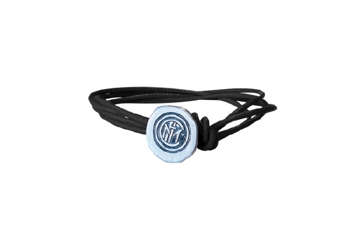 Immagine di Bracciale Inter in fili di cuoio nero e chiusura cappio